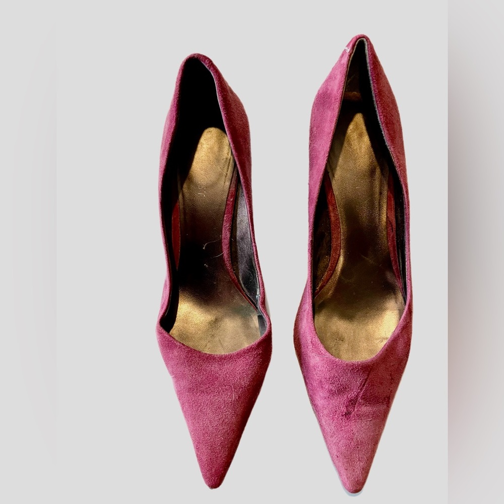 Nine West purple suede low high heel, size 7.5